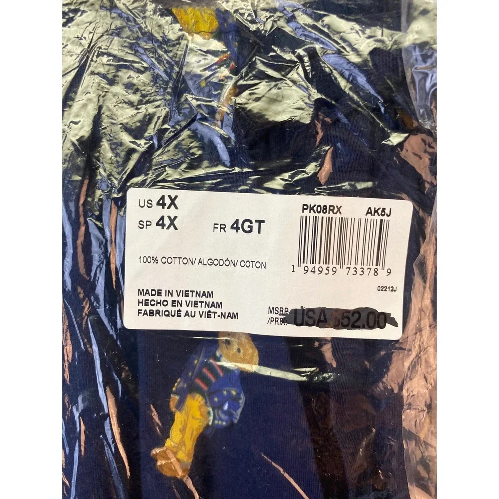 Polo Ralph Lauren Men 4X Navy Blue Polo Bear Print Cotton Sleepwear Pants NEW
